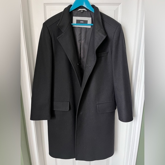 Hugo Boss Other - Mens Hugo Boss Premium Wool Pea Coat Top Coat Size 44R The Sintrax Black